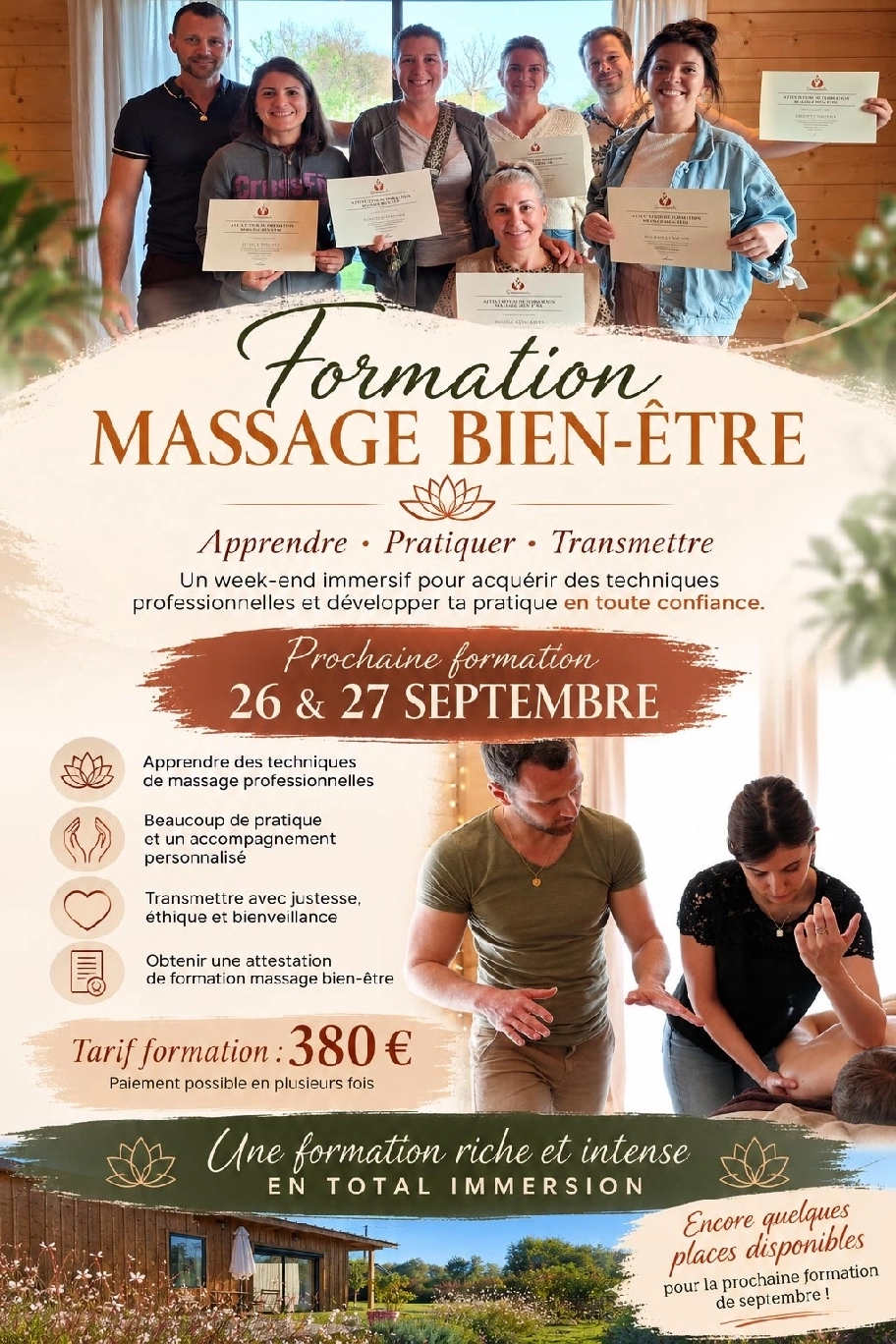 Formation Massage Bien-Être – 26 & 27 septembre 2026